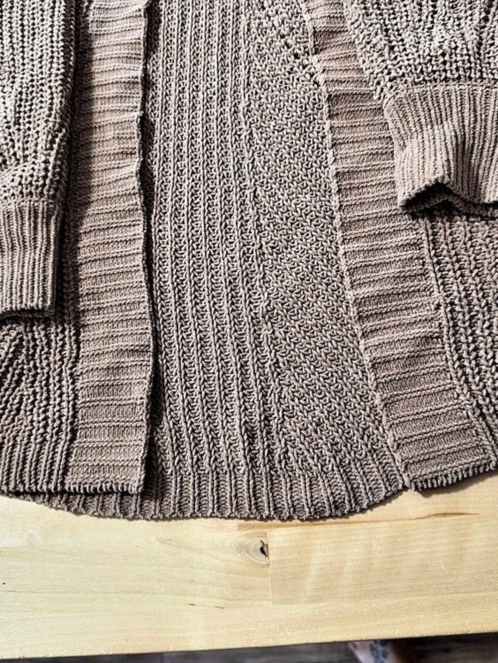 Poof Apparel Knit Open Front Cardigan in Brown Size Medium Like New - Picture 6 of 9